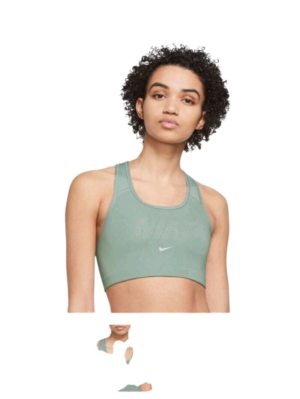 Womens Nike Dri-Fit Metallic Swoosh Racerback Sports Bra L Green